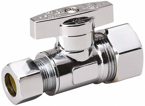 Value Collection - Compression 5/8 Inlet, 125 Max psi, Chrome Finish, Brass Water Supply Stop Valve - 3/8 Compression Outlet, Straight, Chrome Handle, For Use with Any Water Supply Shut Off Application - Eagle Tool & Supply