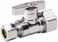 Value Collection - Compression 5/8 Inlet, 125 Max psi, Chrome Finish, Brass Water Supply Stop Valve - 3/8 Compression Outlet, Straight, Chrome Handle, For Use with Any Water Supply Shut Off Application - Eagle Tool & Supply