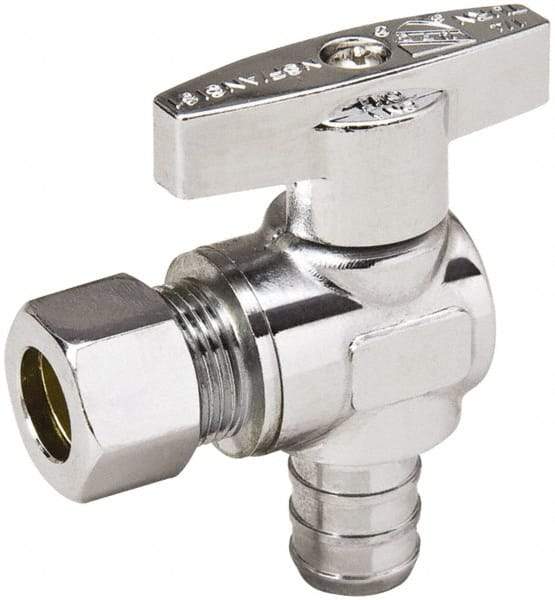 Value Collection - PEX 1/2 Inlet, 125 Max psi, Chrome Finish, Brass Water Supply Stop Valve - 3/8 Compression Outlet, Angle, Chrome Handle, For Use with Any Water Supply Shut Off Application - Eagle Tool & Supply