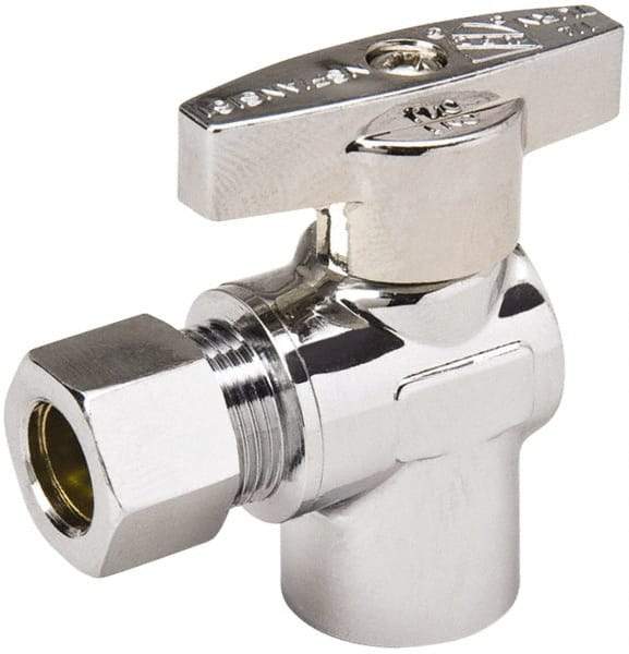 Value Collection - Sweat 1/2 Inlet, 125 Max psi, Chrome Finish, Brass Water Supply Stop Valve - 3/8 Compression Outlet, Angle, Chrome Handle, For Use with Any Water Supply Shut Off Application - Eagle Tool & Supply