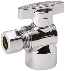 Value Collection - FIP 1/2 Inlet, 125 Max psi, Chrome Finish, Brass Water Supply Stop Valve - 3/8 Compression Outlet, Angle, Chrome Handle, For Use with Any Water Supply Shut Off Application - Eagle Tool & Supply