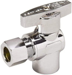 Value Collection - FIP 3/8 Inlet, 125 Max psi, Chrome Finish, Brass Water Supply Stop Valve - 3/8 Compression Outlet, Angle, Chrome Handle, For Use with Any Water Supply Shut Off Application - Eagle Tool & Supply