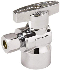 Value Collection - FIP 1/2 Inlet, 125 Max psi, Chrome Finish, Brass Water Supply Stop Valve - 1/4 Compression Outlet, Angle, Chrome Handle, For Use with Any Water Supply Shut Off Application - Eagle Tool & Supply