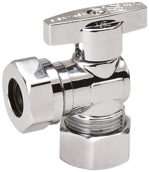 Value Collection - Compression 5/8 Inlet, 125 Max psi, Chrome Finish, Brass Water Supply Stop Valve - 7/16 Compression Outlet, Angle, Chrome Handle, For Use with Any Water Supply Shut Off Application - Eagle Tool & Supply