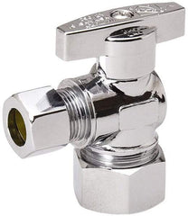 Value Collection - Compression 5/8 Inlet, 125 Max psi, Chrome Finish, Brass Water Supply Stop Valve - 3/8 Compression Outlet, Angle, Chrome Handle, For Use with Any Water Supply Shut Off Application - Eagle Tool & Supply