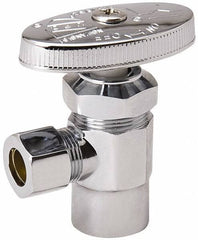 Value Collection - FIP 3/8 Inlet, 125 Max psi, Chrome Finish, Brass Water Supply Stop Valve - 3/8 Compression Outlet, Angle, Chrome Handle, For Use with Any Water Supply Shut Off Application - Eagle Tool & Supply