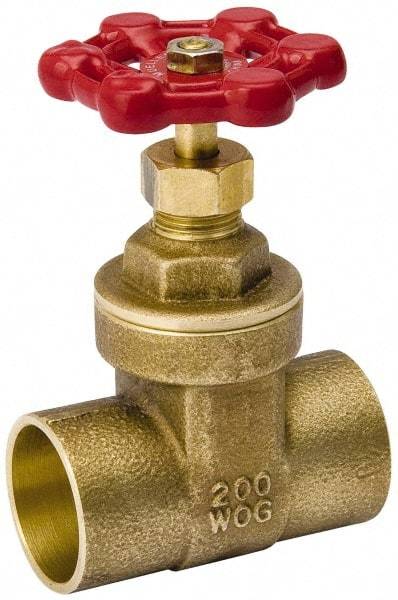 Value Collection - 3/4" Pipe, Class 150, C x C Brass Wedge Compact Gate Valve - 200 WOG, 200 WSP, Screw Over Bonnet, For Use with Water, Oil & Gas - Eagle Tool & Supply