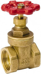 Value Collection - 1-1/2" Pipe, Class 150, IPS Brass Wedge Compact Gate Valve - 200 WOG, 200 WSP, Screw Over Bonnet, For Use with Water, Oil & Gas - Eagle Tool & Supply