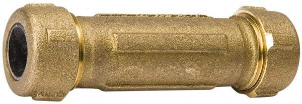 Value Collection - 3/8" Pipe, 1/2" Copper Tube, Brass Compression Pipe Coupling - 125 psi WOG Rating - Eagle Tool & Supply