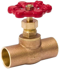 Value Collection - 3/4" Pipe, 125 psi WOG Rating, Brass, Stop Valve - Lobe Type Handle, C x C End Connections, Use with Water, Oil, Air - Eagle Tool & Supply