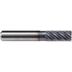 Emuge - 12mm Diam, 26mm LOC, 12 Flute Solid Carbide Roughing & Finishing End Mill - TiAlN Finish, 83mm OAL, 12mm Shank Diam, Cylindrical Shank, 40° Helix, Long Length - Eagle Tool & Supply