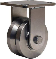 Hamilton - 4" Diam x 2" Wide, Stainless Steel Rigid Caster - 850 Lb Capacity, Top Plate Mount, 4" x 4-1/2" Plate, Stainless Steel Precision Ball Bearing - Eagle Tool & Supply
