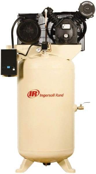 Ingersoll-Rand - 5 hp, 80 Gal Stationary Electric Vertical Air Compressor - Three Phase, 175 Max psi, 16.8 CFM, 460 Volt - Eagle Tool & Supply