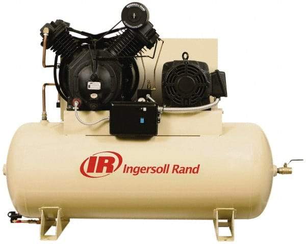 Ingersoll-Rand - 15 hp, 120 Gal Stationary Electric Horizontal Screw Air Compressor - Three Phase, 175 Max psi, 50 CFM, 460 Volt - Eagle Tool & Supply