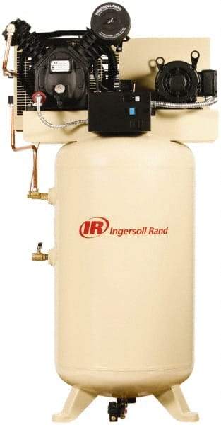 Ingersoll-Rand - 7.5 hp, 80 Gal Stationary Electric Vertical Air Compressor - Three Phase, 175 Max psi, 24 CFM, 460 Volt - Eagle Tool & Supply