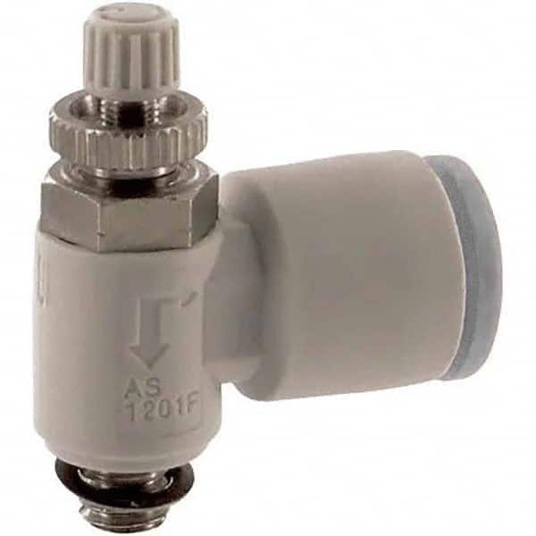 SMC PNEUMATICS - Speed & Flow Control Valves Valve Type: Flow Control Elbow Male Thread Size: 10-32 UNF - Eagle Tool & Supply