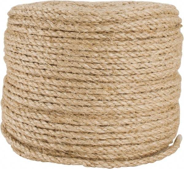 Value Collection - 500' Max Length Sisal Twisted Rope - 1/4" Diam, 48 Lb Capacity - Eagle Tool & Supply