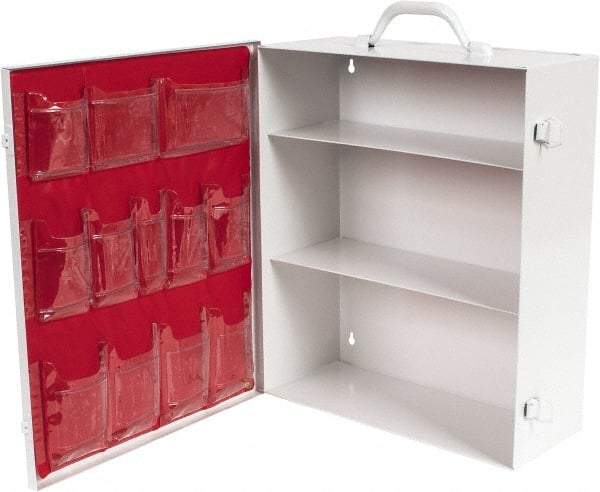 Medique - 15-3/4 Inch Wide x 5-3/8 Inch Deep x 16-3/4 Inch High, Fixed Industrial Empty First Aid Cabinet - Metal, Horizontal, 3 Shelves, White - Eagle Tool & Supply