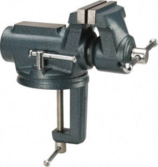 Wilton - 4" Jaw Width, 2-1/4" Opening Capacity, 2" Throat Depth, Steel Swivel Bench Vise - Clamp-On Base Attachment, 10" Long x 5.4" Wide x 10.1" High - Eagle Tool & Supply