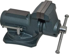 Wilton - 4" Jaw Width, 2-1/4" Opening Capacity, 2" Throat Depth, Steel Swivel Bench Vise - Bolt Down Base Attachment, 10.1" Long x 5.3" Wide x 5.3" High - Eagle Tool & Supply