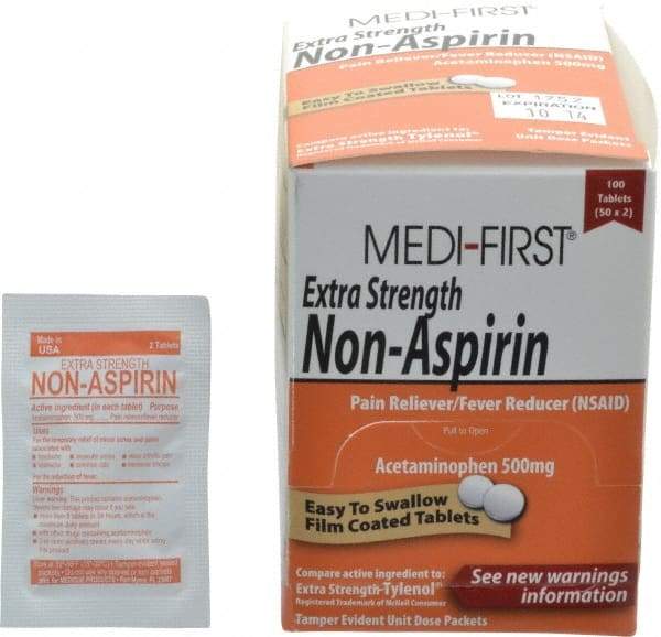 Medique - Medi-First Extra-Strength Non-Aspirin Tablets - Headache & Pain Relief - Eagle Tool & Supply