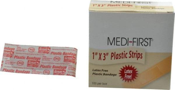 Medique - 3" Long x 1" Wide, General Purpose Self-Adhesive Bandage - Plastic Bandage - Eagle Tool & Supply