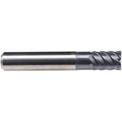 Emuge - 8mm Diam, 12mm LOC, 6 Flute Solid Carbide Roughing & Finishing End Mill - TiAlN Finish, 58mm OAL, 8mm Shank Diam, Cylindrical Shank, 50° Helix, Stub Length - Eagle Tool & Supply