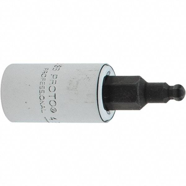 Proto - 1/4" Drive, 1/8" Hex Bit Socket - 1-1/2" OAL, 1.047" Bit Length, Ball End - Eagle Tool & Supply
