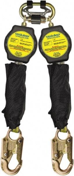 PRO-SAFE - 6' Long, 310 Lb Capacity, 2 Leg Locking Swivel Snap Hook Harness Fall Limiter - Polyethylene & Polyester, Self-Locking Carabiner Anchorage Connection - Eagle Tool & Supply