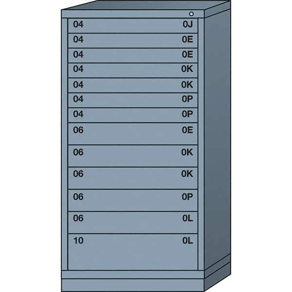 Lyon - 13 Drawer, Standard Eye-Level - Single Drawer Access Cabinet - Steel, 30" Wide x 28-1/4" Deep x 59-1/4" High, Dove Gray - Eagle Tool & Supply