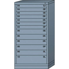 Lyon - 13 Drawer, Standard Eye-Level - Multiple Drawer Access Cabinet - Steel, 30" Wide x 28-1/4" Deep x 59-1/4" High, Dove Gray - Eagle Tool & Supply