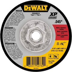 DeWALT - 4-1/2" Ceramic Cutoff Wheel - 0.045" Thick, 5/8-11 Arbor, 13,300 Max RPM, Use with Angle Grinders - Eagle Tool & Supply