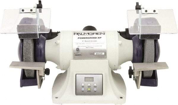 Palmgren - 8" Wheel Diam x 1" Wheel Width, 1 hp Grinder - 5/8" Arbor Hole Diam, 1 Phase, 3,600 Max RPM, 115/240 Volts - Eagle Tool & Supply