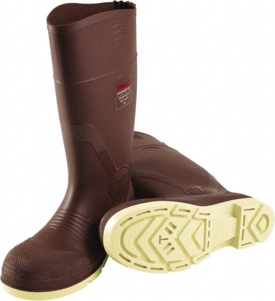 Tingley - Unisex Size 12 Medium Width Composite Knee Boot - Brown, PVC Upper, PVC Outsole, 15" High, Pull-On - Eagle Tool & Supply