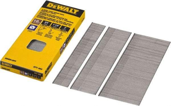 DeWALT - 18 Gauge 2" Long Brad Nails for Power Nailers - Steel, Bright Finish, Smooth Shank, Angled Stick Collation, Round Head, Chisel Point - Eagle Tool & Supply