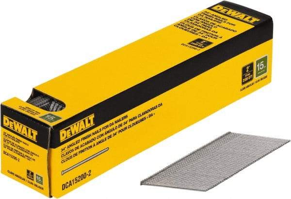 DeWALT - 15 Gauge 2" Long Finishing Nails for Power Nailers - Steel, Bright Finish, Smooth Shank, Angled Stick Collation, Round Head, Chisel Point - Eagle Tool & Supply