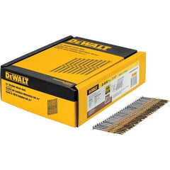 DeWALT - 12 Gauge 2.38" Long Framing Nails for Power Nailers - Steel, Galvanized Finish, Ring Shank, Angled Stick Collation, Round Head - Eagle Tool & Supply