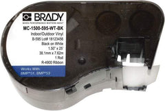 Brady - 1-1/2" Wide, Black & White Vinyl Labels - For BMP51 Label Printer, BMP53 Label Printer - Eagle Tool & Supply