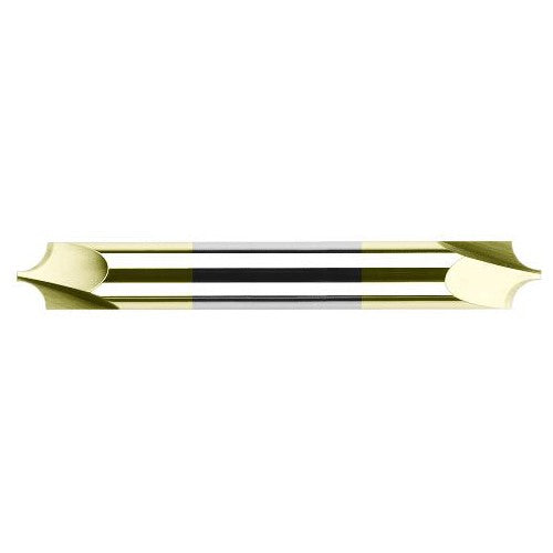 Corner Rounding End Mills - 0.0100″ Radius × 0.0470″ (3/64″) Pilot Diameter Carbide Corner Rounding End Mill DE, 2 Flutes, TiN Coated - Exact Industrial Supply