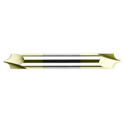 Corner Rounding End Mills - 0.0100″ Radius × 0.0470″ (3/64″) Pilot Diameter Carbide Corner Rounding End Mill DE, 2 Flutes, TiN Coated - Exact Industrial Supply