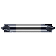 Corner Rounding End Mills - 0.0070″ Radius × 0.0200″ Pilot Diameter Carbide 5° Flare Corner Rounding End Mill DE, 2 Flutes, AlTiN Coated - Exact Industrial Supply