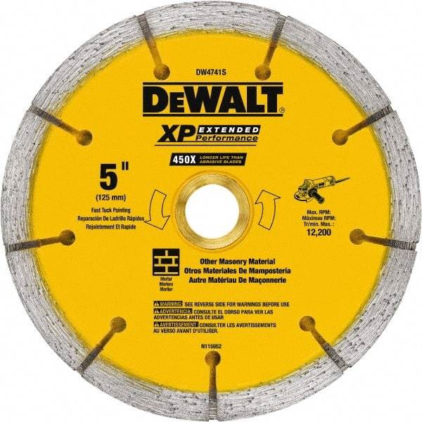 DeWALT - 5" Diam x 7/8" Hole x 1/4" Thick, I Hardness, Surface Grinding Wheel - Diamond, Type 1, Fine Grade - Eagle Tool & Supply