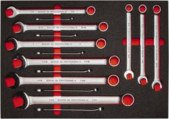 Proto - 15 Piece, 5/16" to 1-1/4", 12 Point Spline Combination Wrench Set - Inch Measurement Standard, Satin Finish, Comes in Roll Pouch - Eagle Tool & Supply