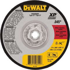 DeWALT - 24 Grit, 6" Wheel Diam, Type 27 Depressed Center Wheel - Coarse/Medium Grade, Ceramic, N Hardness, 10,100 Max RPM - Eagle Tool & Supply