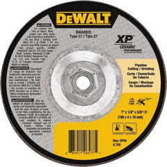 DeWALT - 24 Grit, 7" Wheel Diam, Type 27 Depressed Center Wheel - Coarse/Medium Grade, Ceramic, N Hardness, 8,700 Max RPM - Eagle Tool & Supply