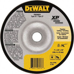 DeWALT - 24 Grit, 7" Wheel Diam, 7/8" Arbor Hole, Type 27 Depressed Center Wheel - Coarse/Medium Grade, Ceramic, N Hardness, 8,700 Max RPM - Eagle Tool & Supply