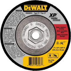 DeWALT - 24 Grit, 5" Wheel Diam, Type 27 Depressed Center Wheel - Coarse/Medium Grade, Ceramic, N Hardness, 12,200 Max RPM - Eagle Tool & Supply