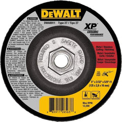 DeWALT - 24 Grit, 5" Wheel Diam, Type 27 Depressed Center Wheel - Coarse/Medium Grade, Ceramic, N Hardness, 12,200 Max RPM - Eagle Tool & Supply