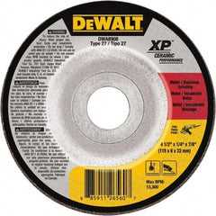 DeWALT - 24 Grit, 4-1/2" Wheel Diam, 7/8" Arbor Hole, Type 27 Depressed Center Wheel - Coarse/Medium Grade, Ceramic, N Hardness, 13,300 Max RPM - Eagle Tool & Supply