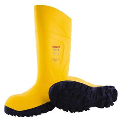 Tingley - Unisex Size 14 Medium Width Steel Knee Boot - Yellow, Navy, Polyurethane Upper, Polyurethane Outsole, 15" High, Pull-On - Eagle Tool & Supply
